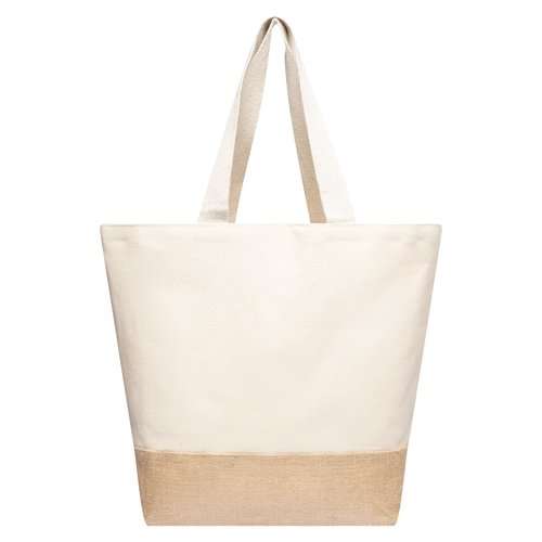 Grosse Baumwoll Shopper mit Jute Boden