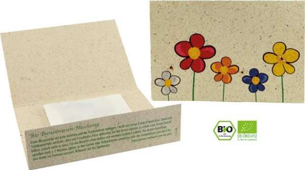 Graspapier-Kärtchen Bienenwiese, Bio-Bienenwiesenmischung, 1-4 c Digitaldruck inklusive