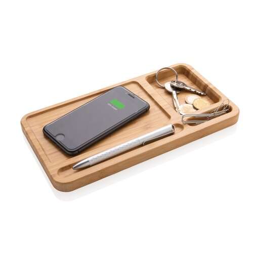 Bambus Desk Organizer mit 10W Wireless Charger