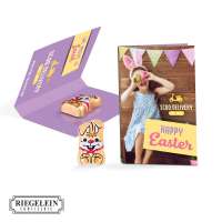 Werbekarte Visitenkartenformat, Riegelein Schokoladen Mini-Osterhase