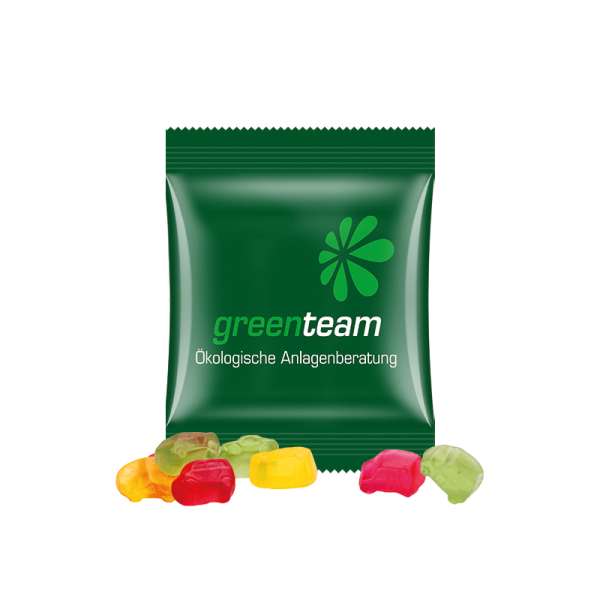 Minitüte,10 g, kompostierbare Folie weiß, Trolli Fruchtgummi Auto-Mischung, 10% Fruchtsaft