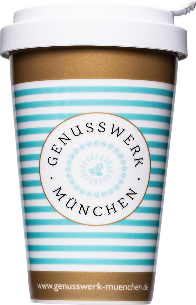 Coffee-to-Go Becher aus Porzellan mit Logo-Druck - Mahlwerck