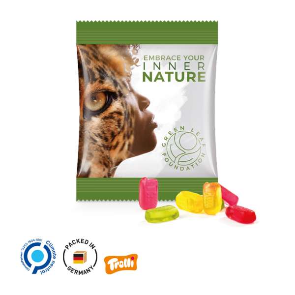 Minitüte,10 g, Folie weiß, Trolli Fruchtgummi Handy, 10% Fruchtsaft